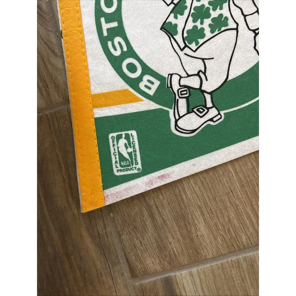 Vintage Boston Celtics Pennant Banner Flag 1990S Basketball NBA Yellow Green